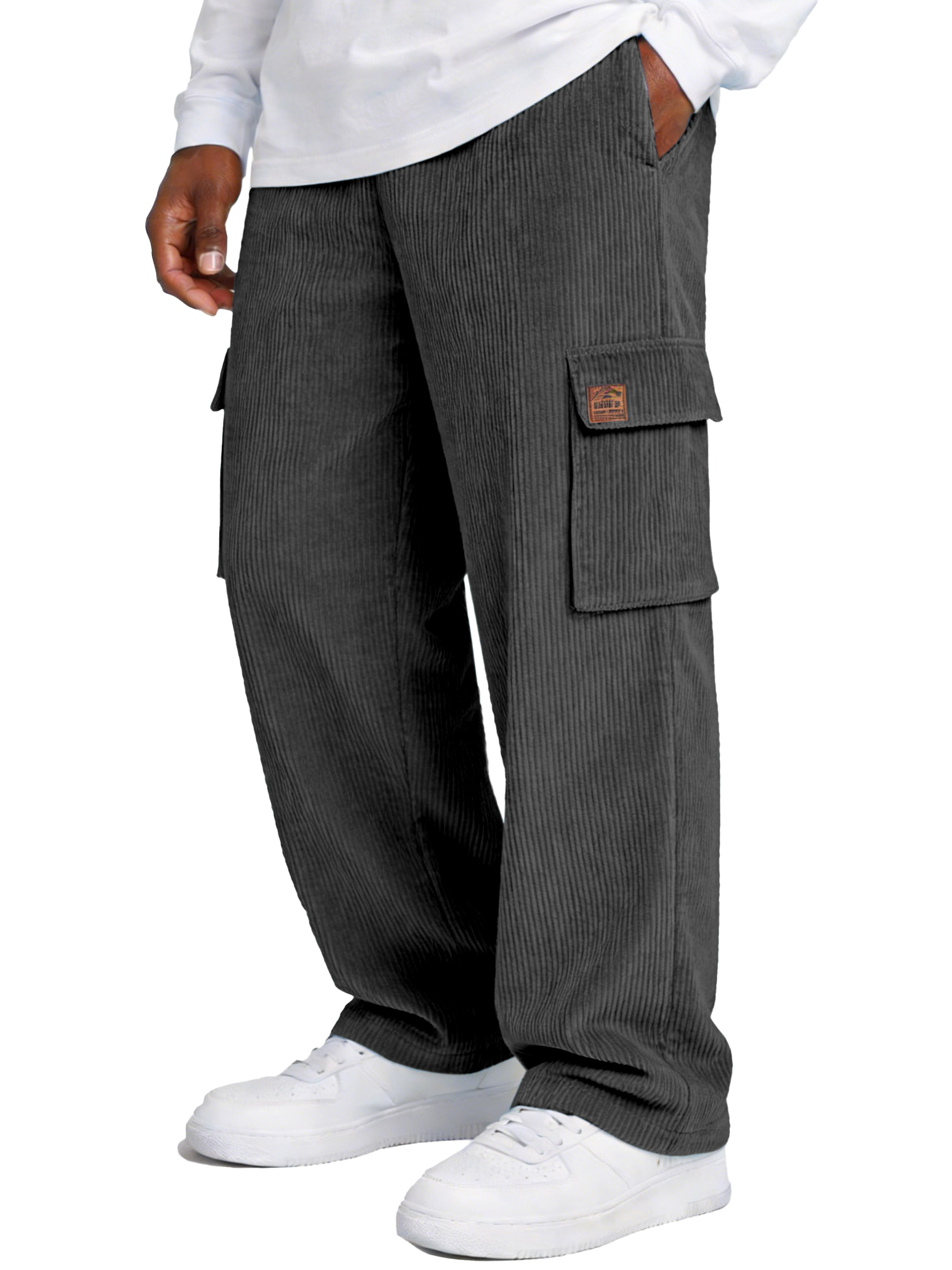 Simple Corduroy Loose Casual Straight-leg Pants With Pockets