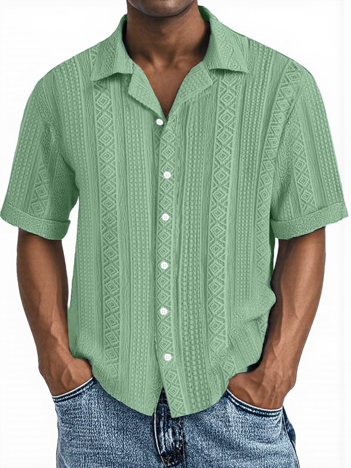 Men's Simple Everyday Casual Texture Button Short-sleeved Shirt