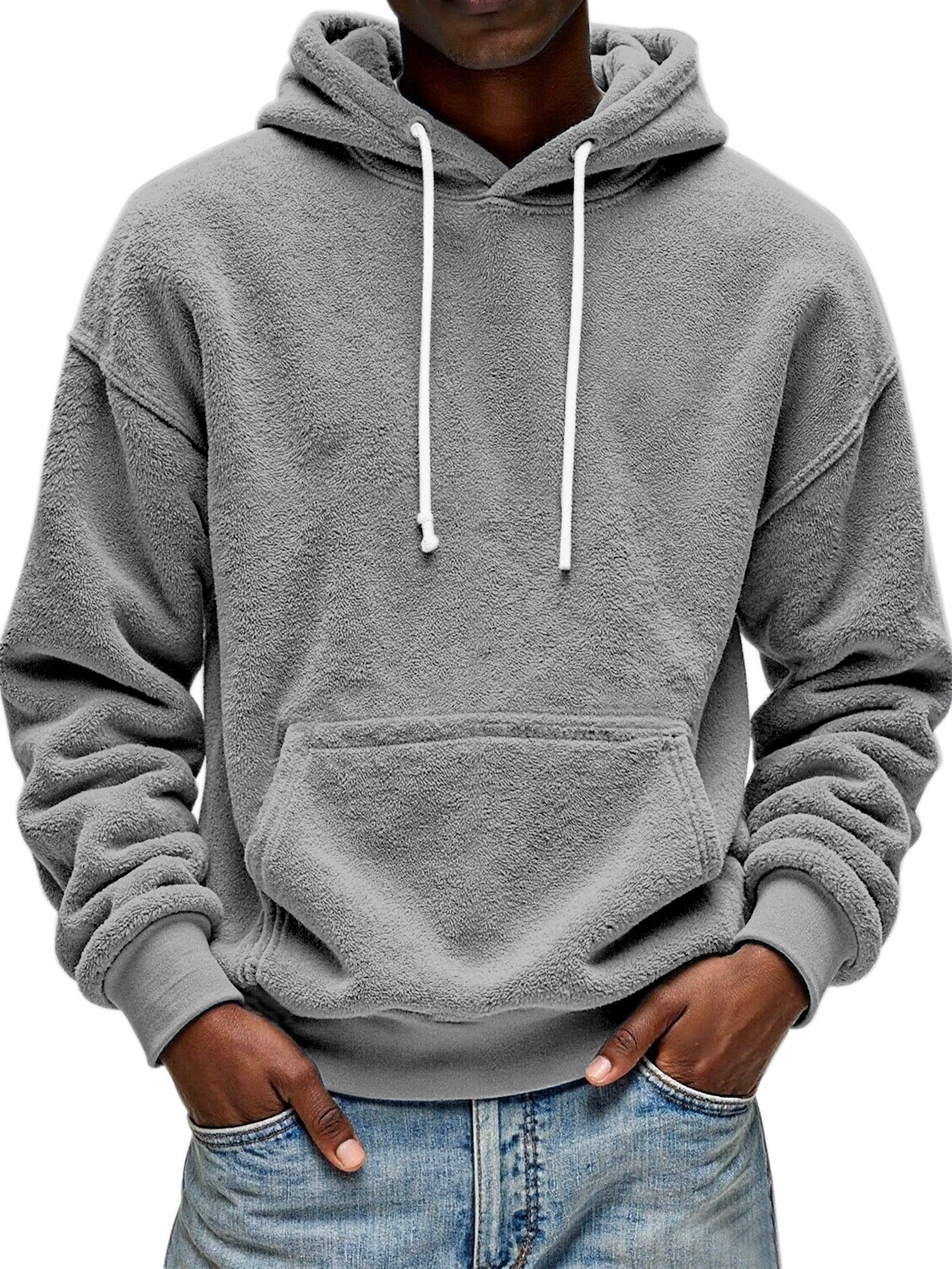 Men's Simple And Comfortable Double-sided Velvet Loose Hooded Sweatshirt