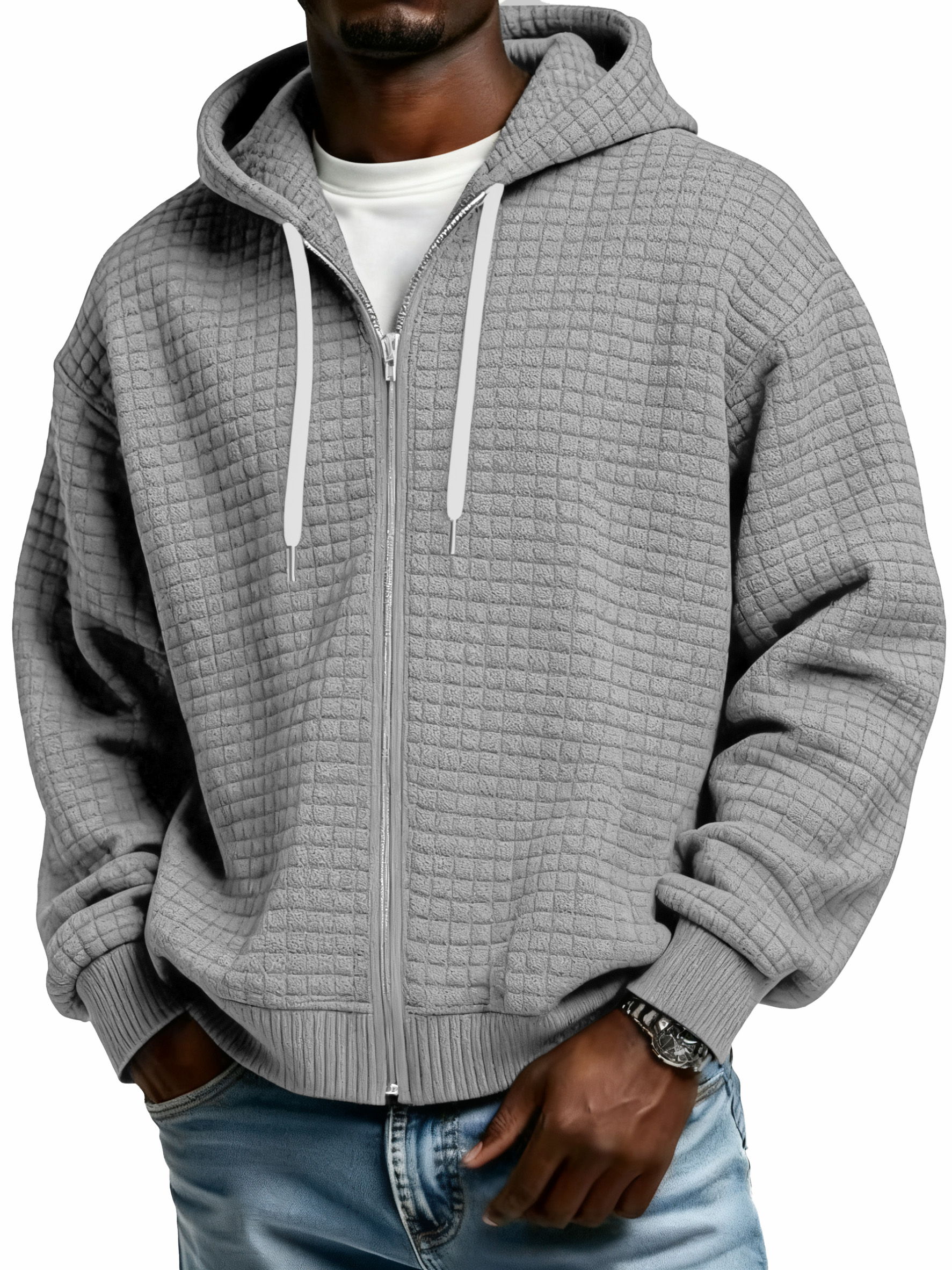 Winter Men's Corduroy Corn Zip Hooded Jacket