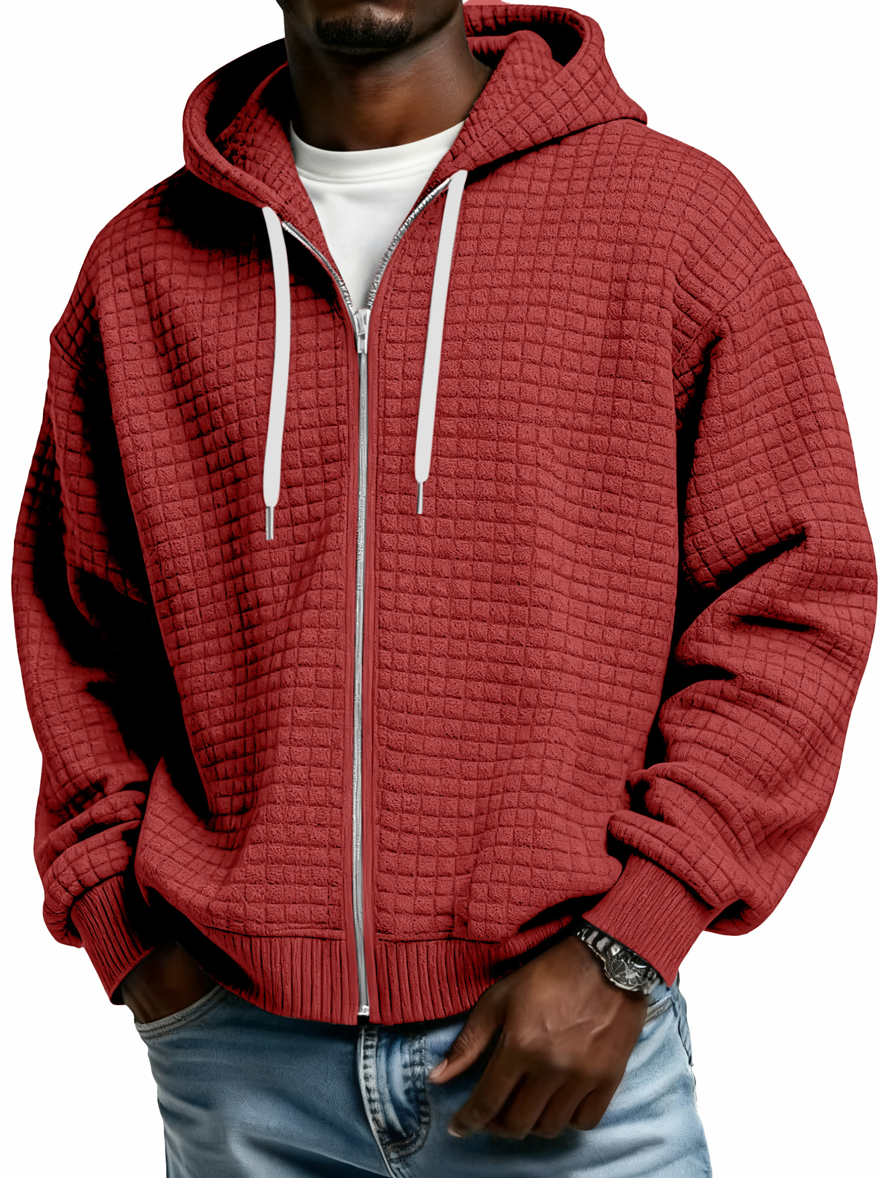 Winter Men's Corduroy Corn Zip Hooded Jacket