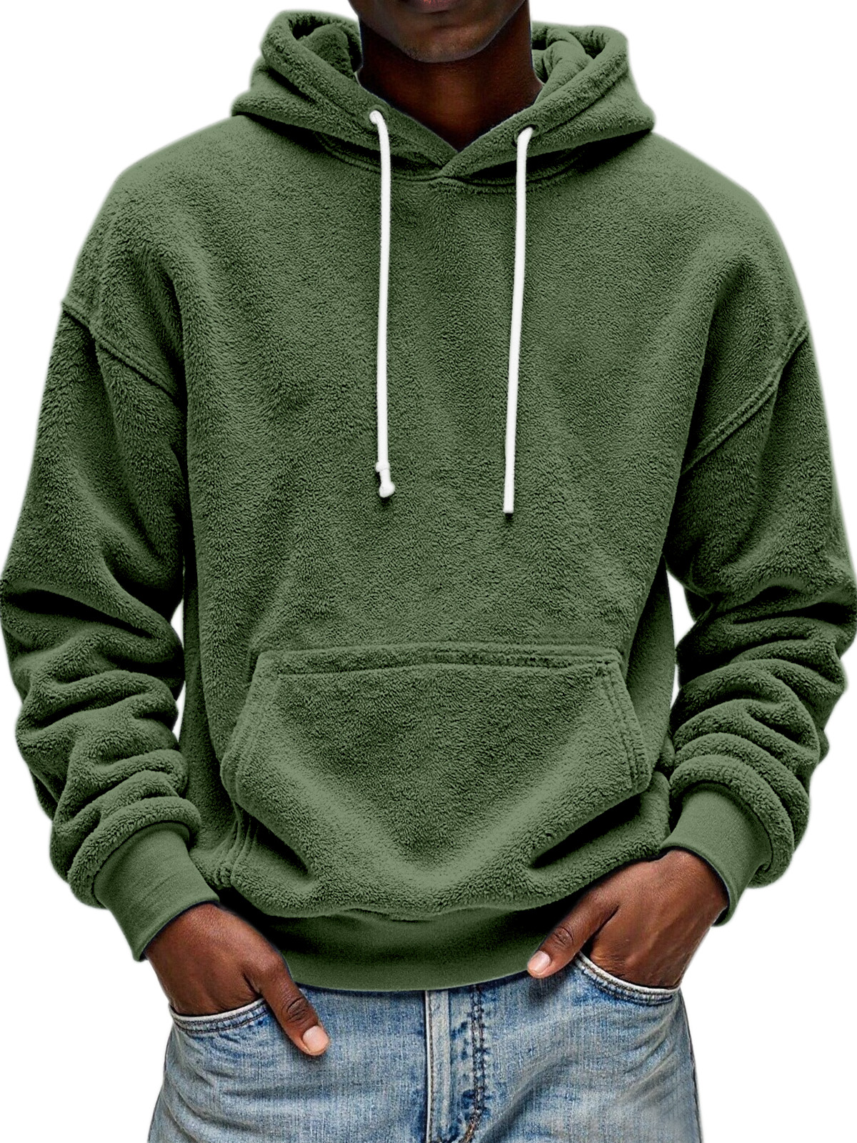 Men's Simple And Comfortable Double-sided Velvet Loose Hooded Sweatshirt