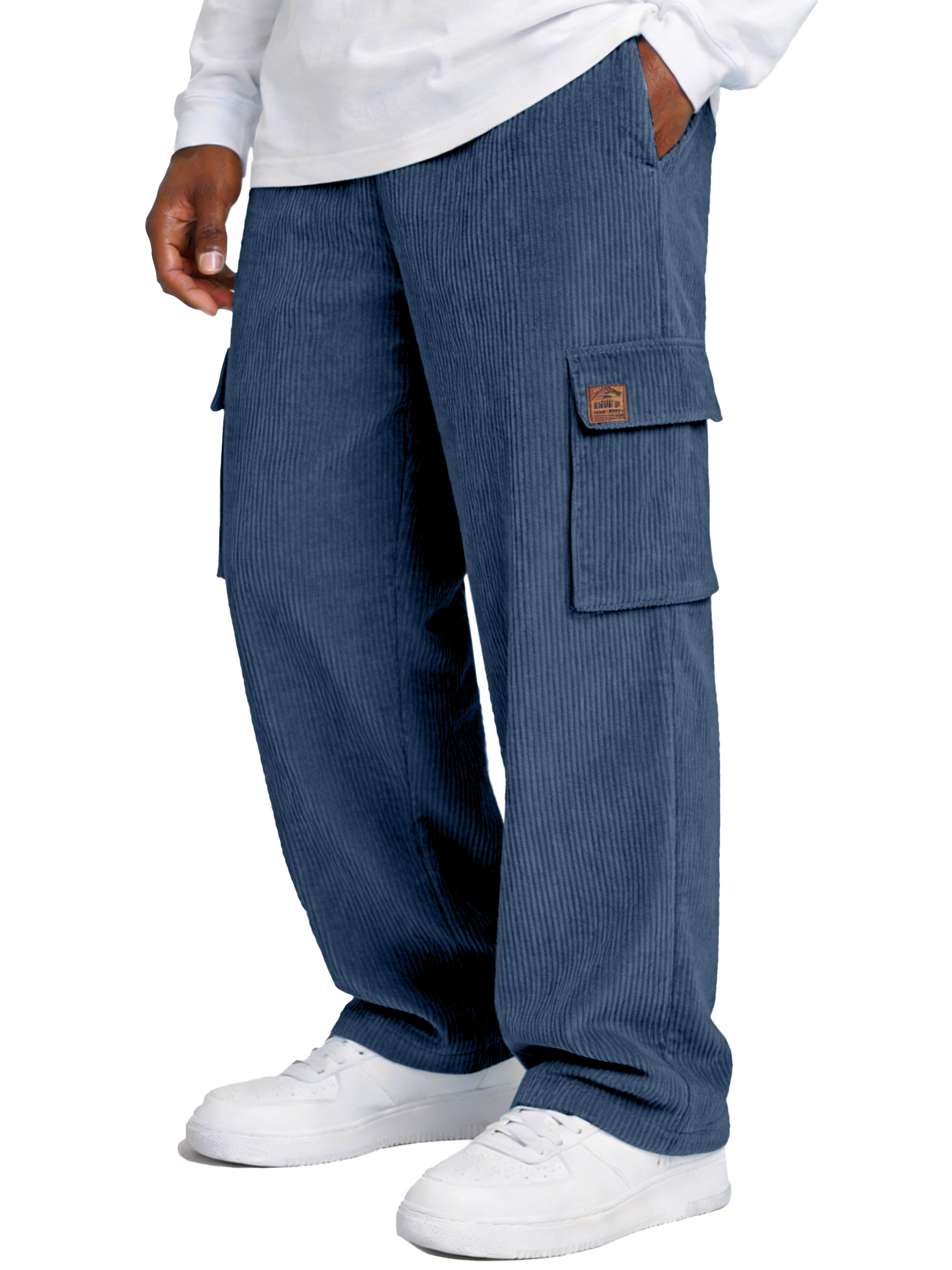 Simple Corduroy Loose Casual Straight-leg Pants With Pockets