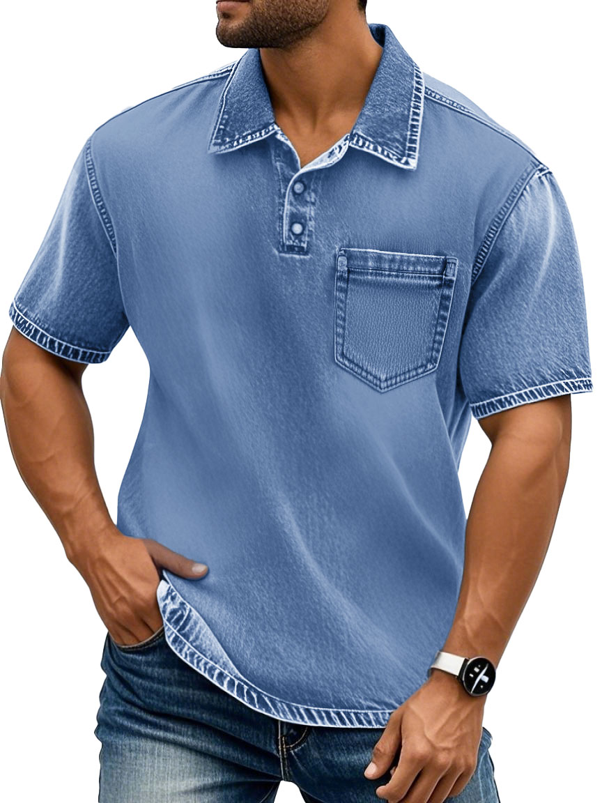 Men's Fashion Retro Lapel Cotton Short-sleeved Polo Shirt