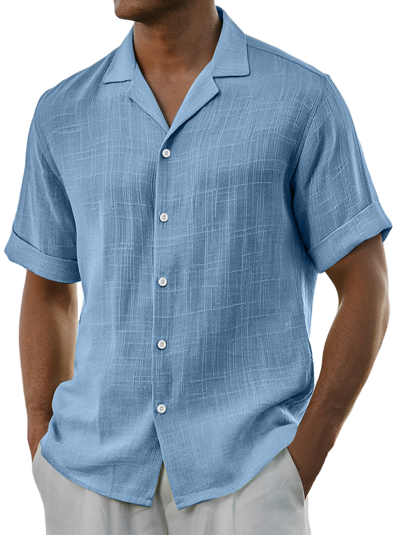 Men's Daily Cotton And Linen Comfortable Casual Short-sleeved Shirt