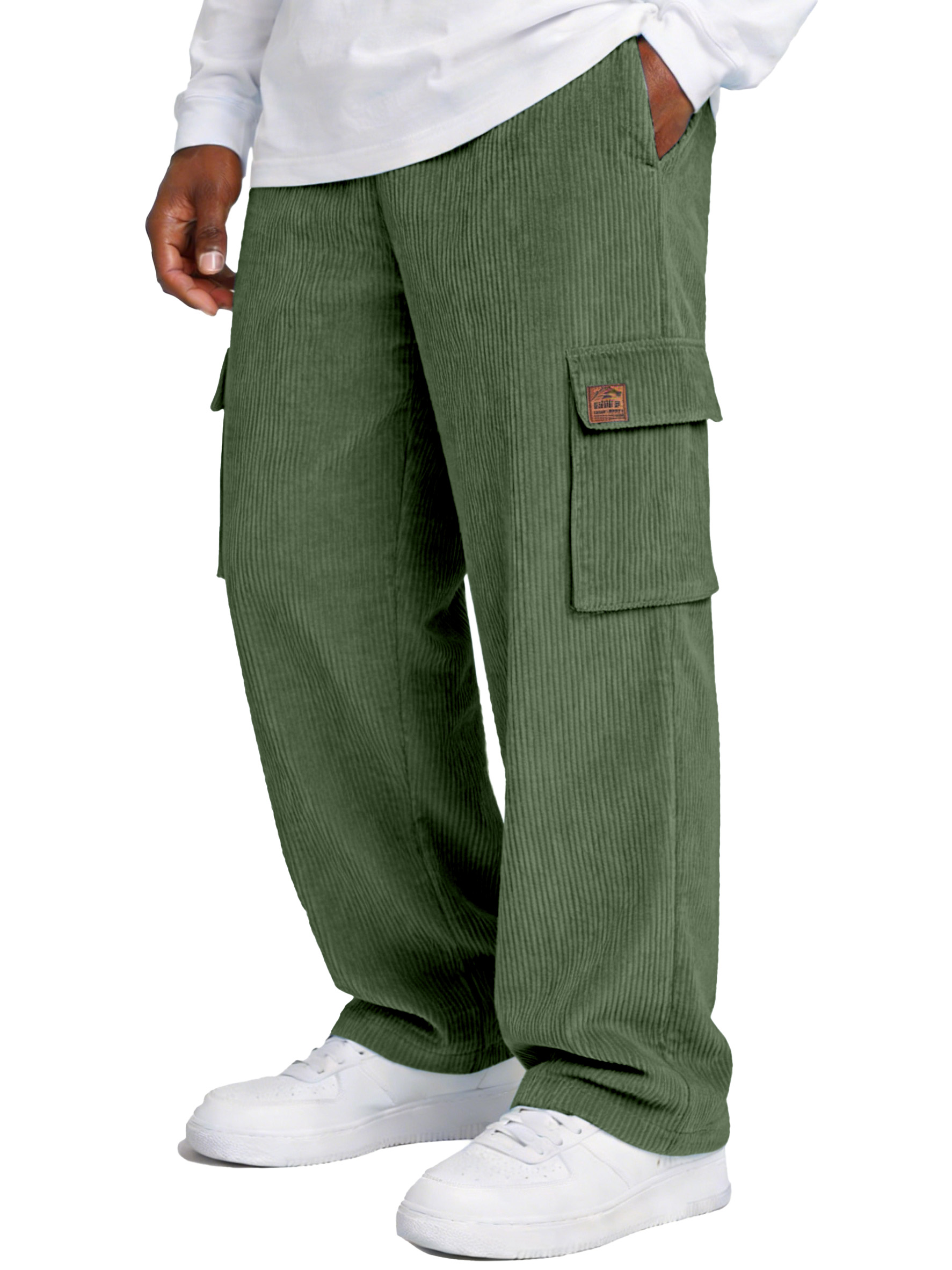 Simple Corduroy Loose Casual Straight-leg Pants With Pockets