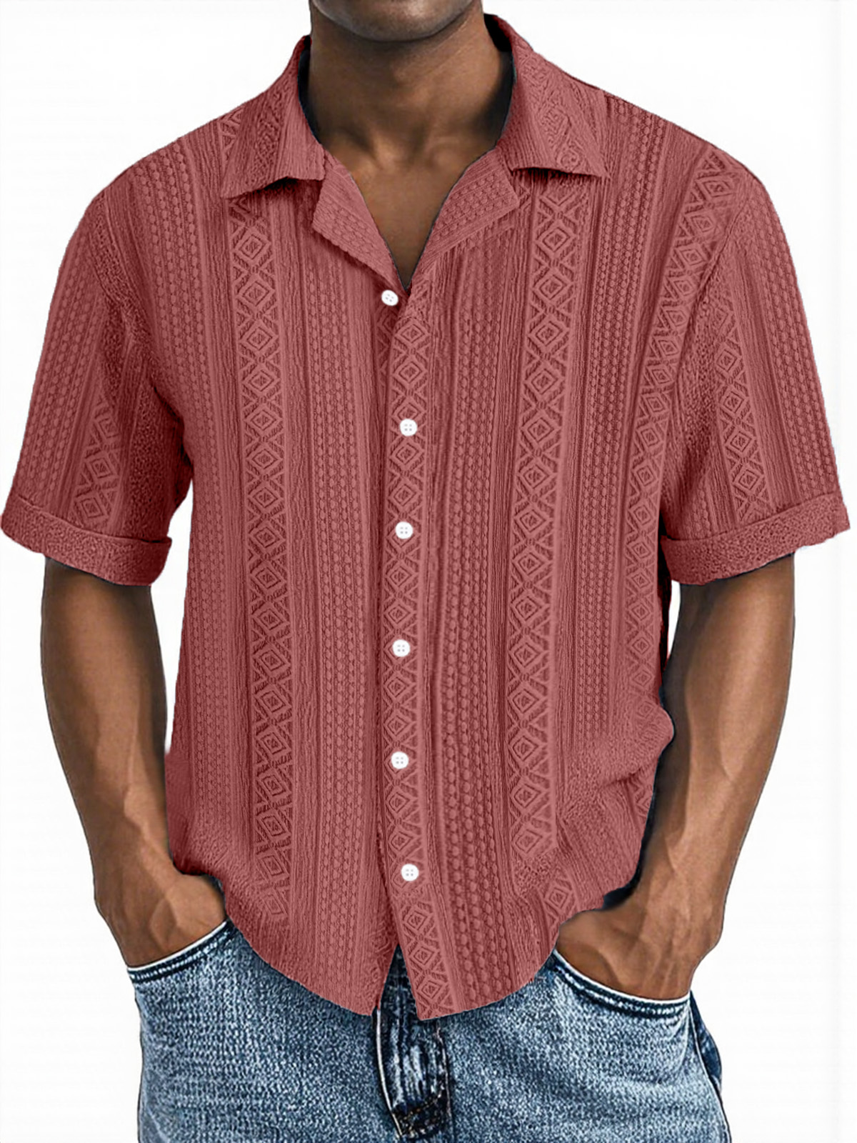 Men's Simple Everyday Casual Texture Button Short-sleeved Shirt