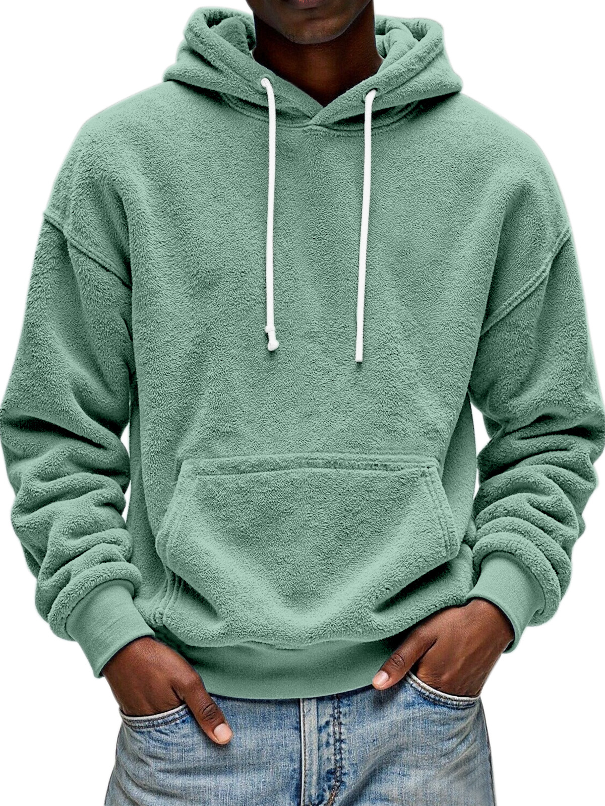 Men's Simple And Comfortable Double-sided Velvet Loose Hooded Sweatshirt