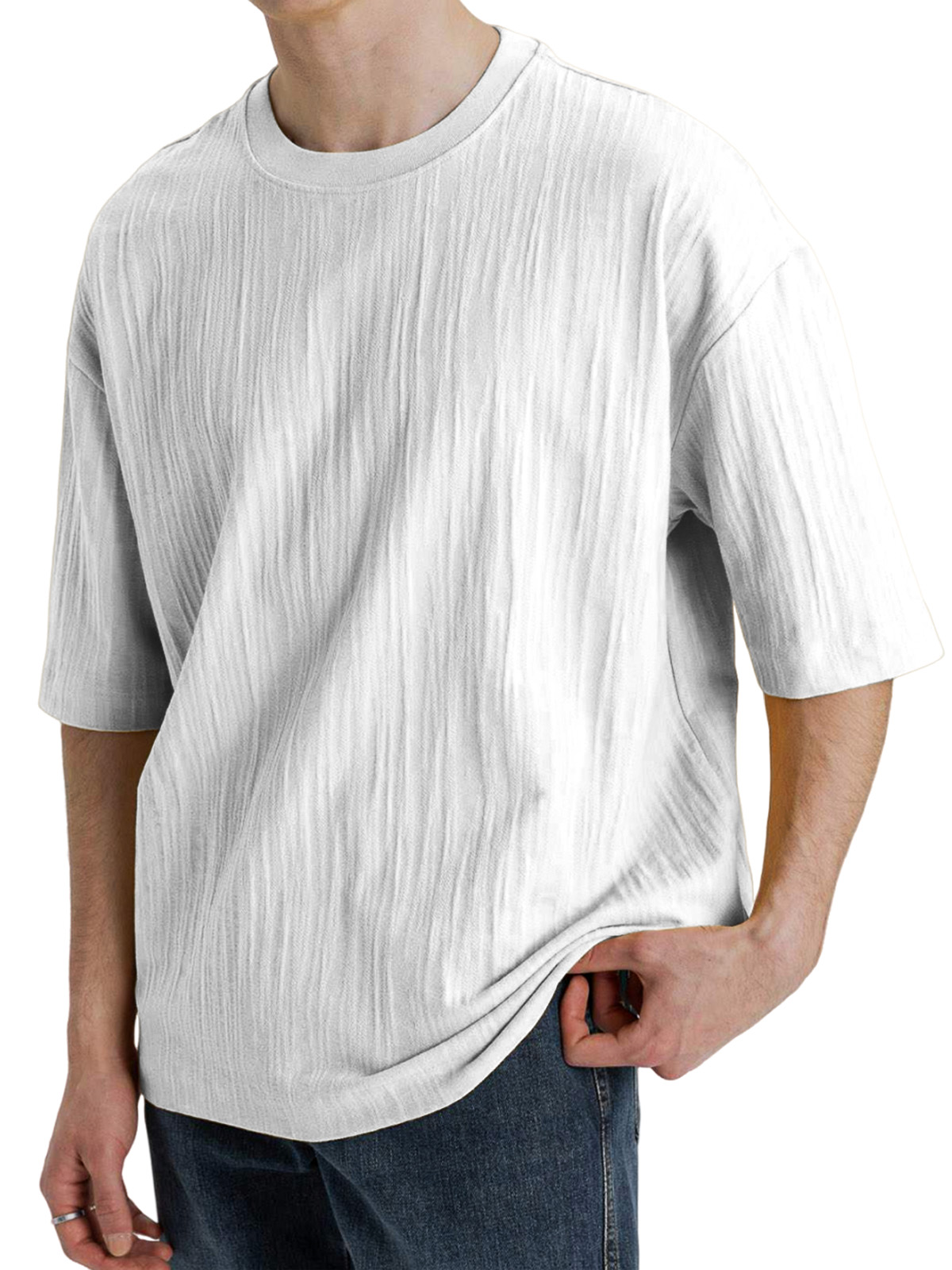 Men's Casual Pleated Texture Short-sleeved T-shirt