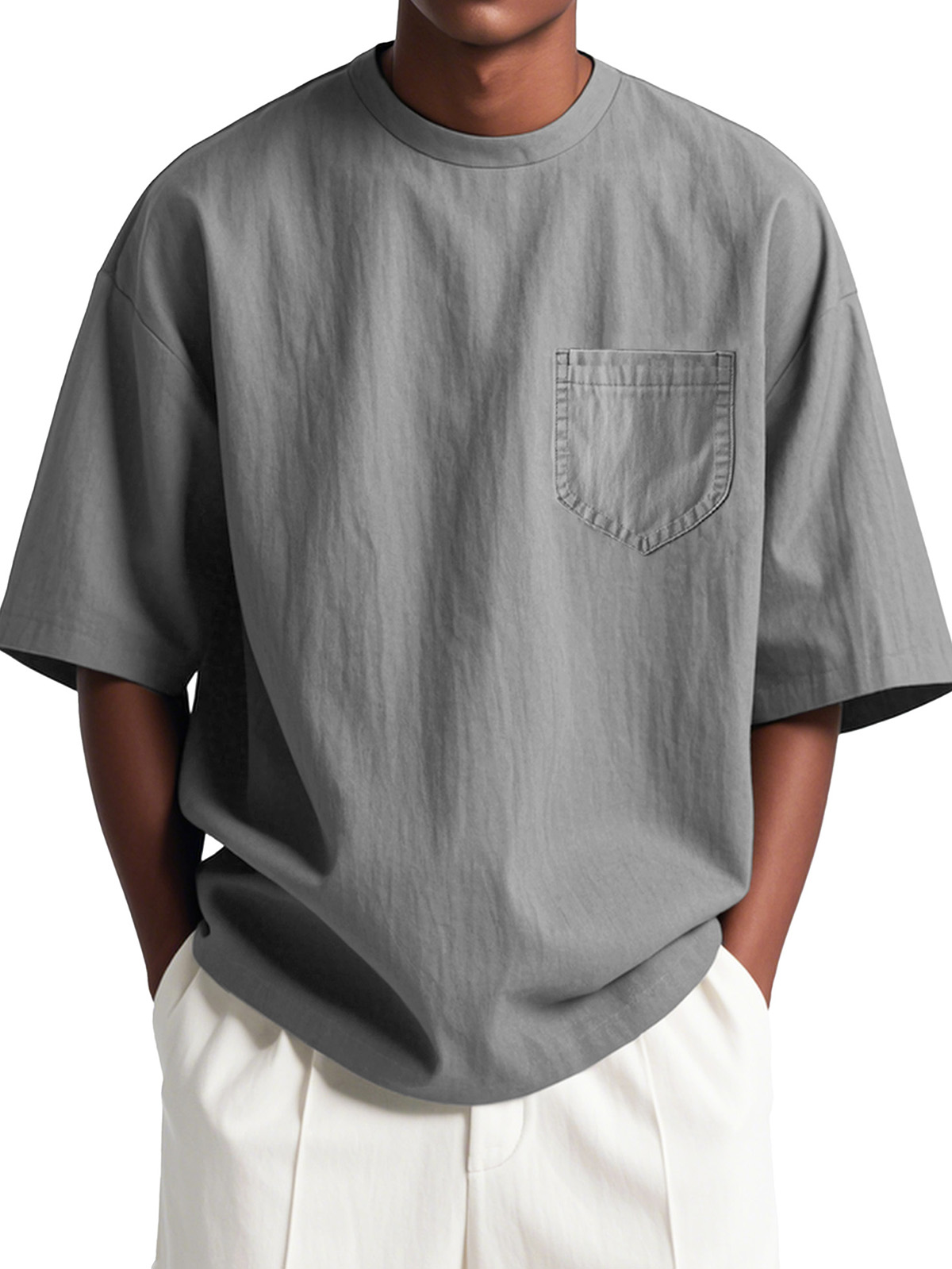 Men's Fashion Casual Loose Pocket Short Sleeve T-Shirt