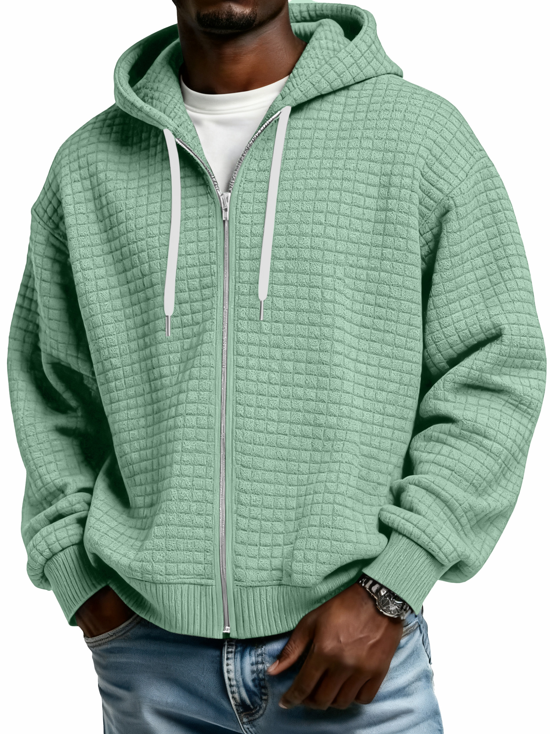 Winter Men's Corduroy Corn Zip Hooded Jacket