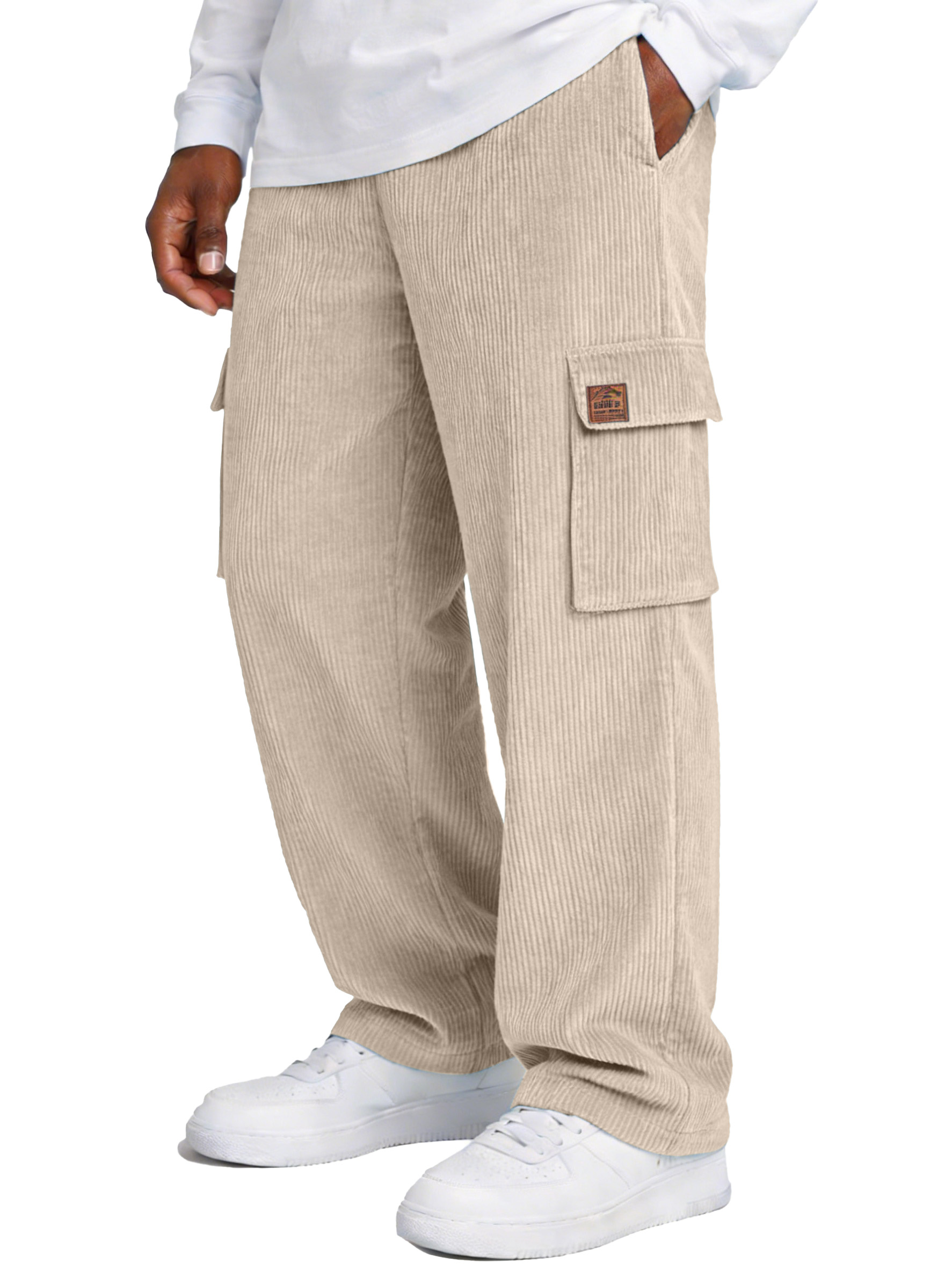 Simple Corduroy Loose Casual Straight-leg Pants With Pockets