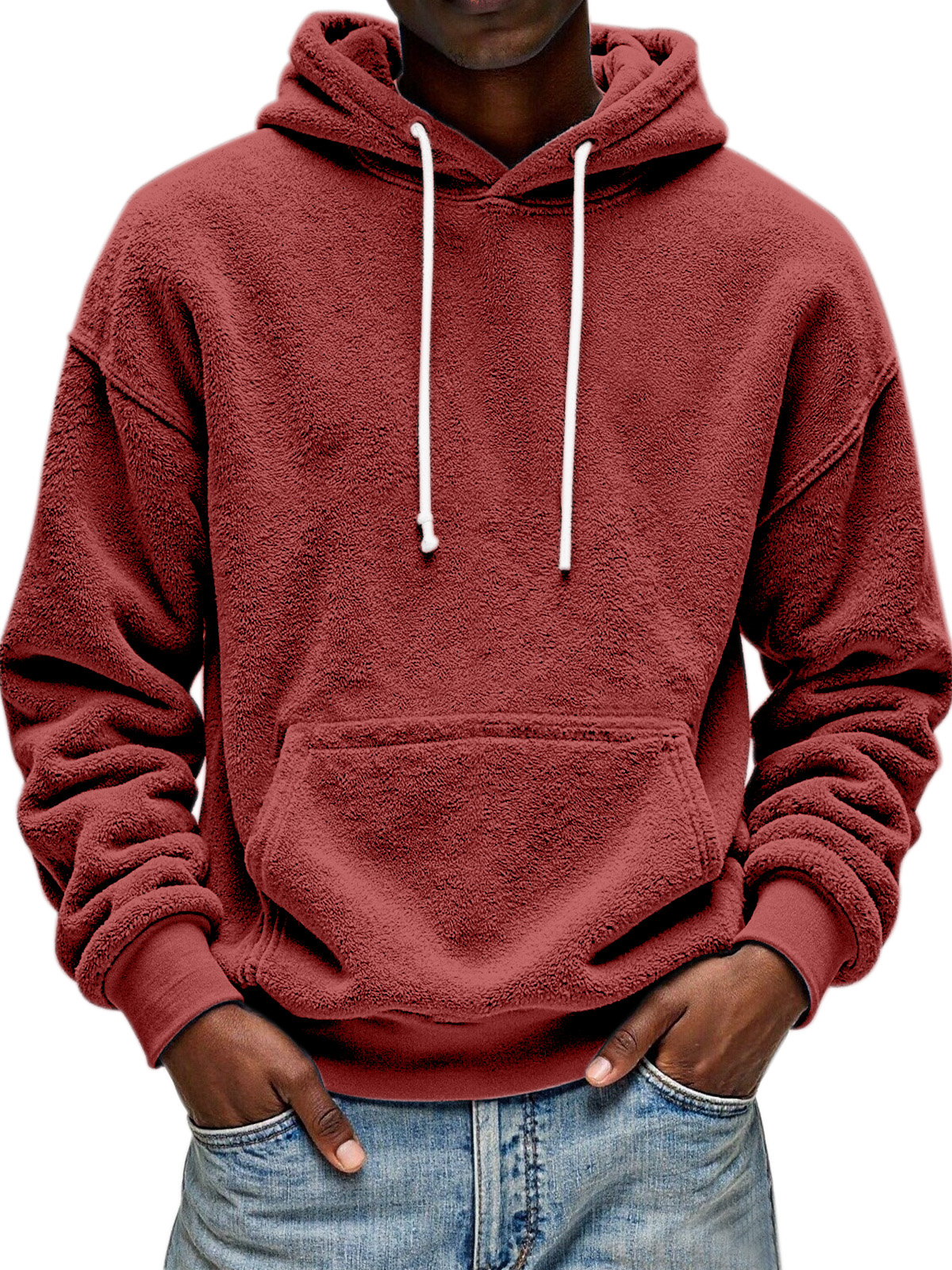Men's Simple And Comfortable Double-sided Velvet Loose Hooded Sweatshirt