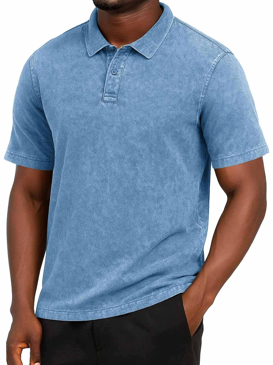 Men's Fashion Retro Distressed Short-sleeved Polo Shirt