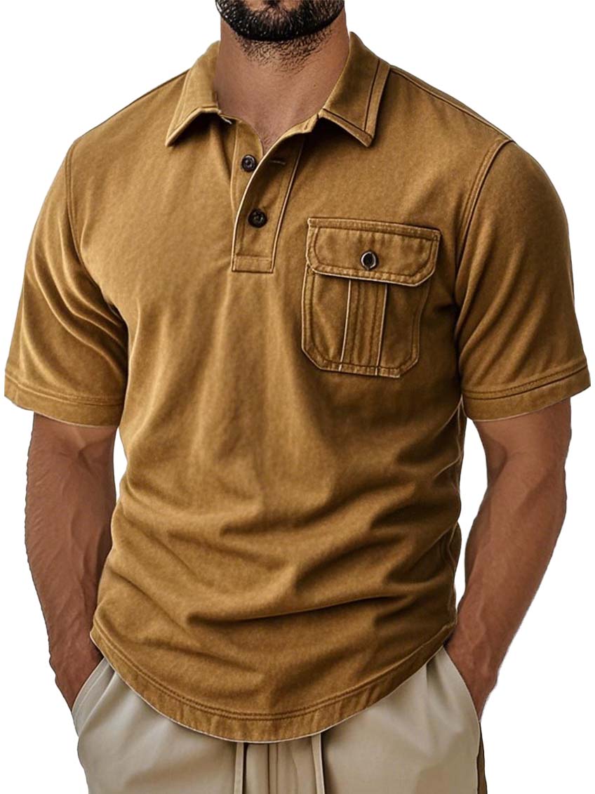 Men's Retro Fashion Workwear Lapel Short-sleeved Polo Shirt