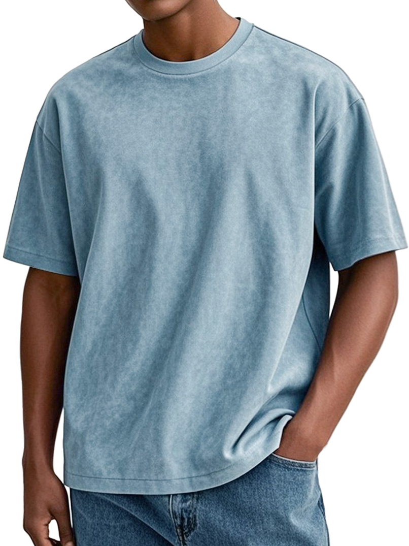 Men's Daily Round Neck Suede Casual Comfortable Short-sleeved T-shirt
