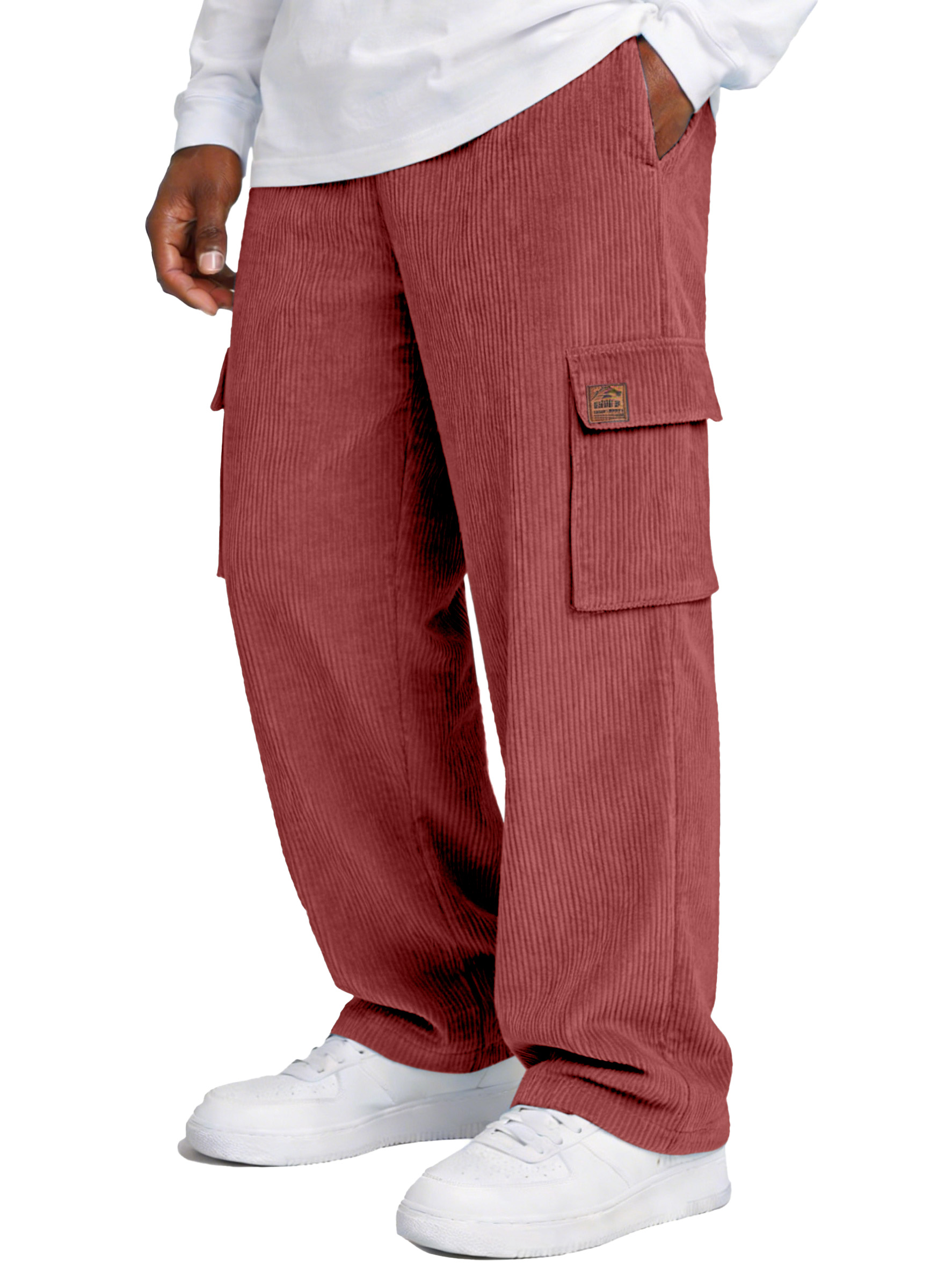 Simple Corduroy Loose Casual Straight-leg Pants With Pockets
