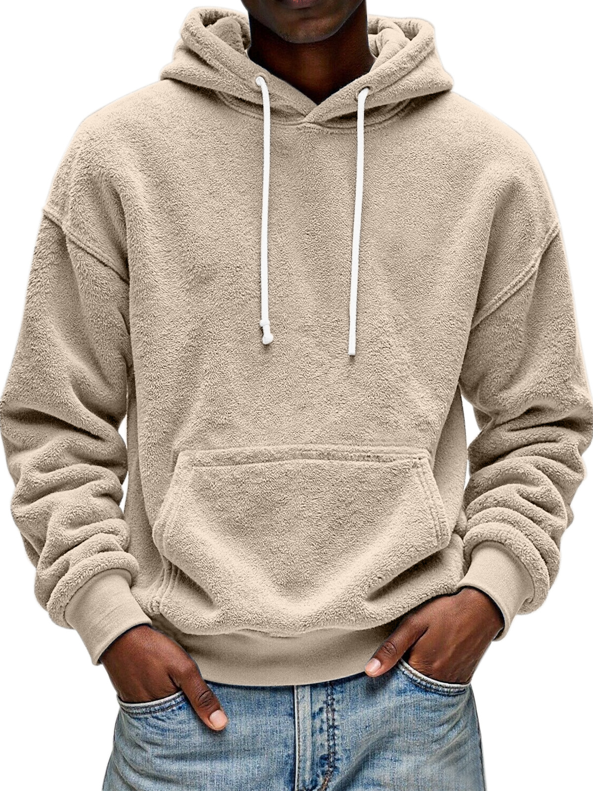 Men's Simple And Comfortable Double-sided Velvet Loose Hooded Sweatshirt