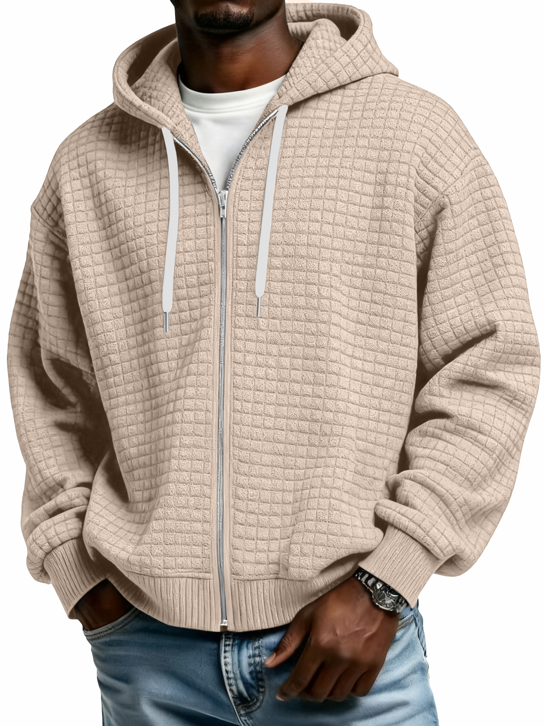 Winter Men's Corduroy Corn Zip Hooded Jacket