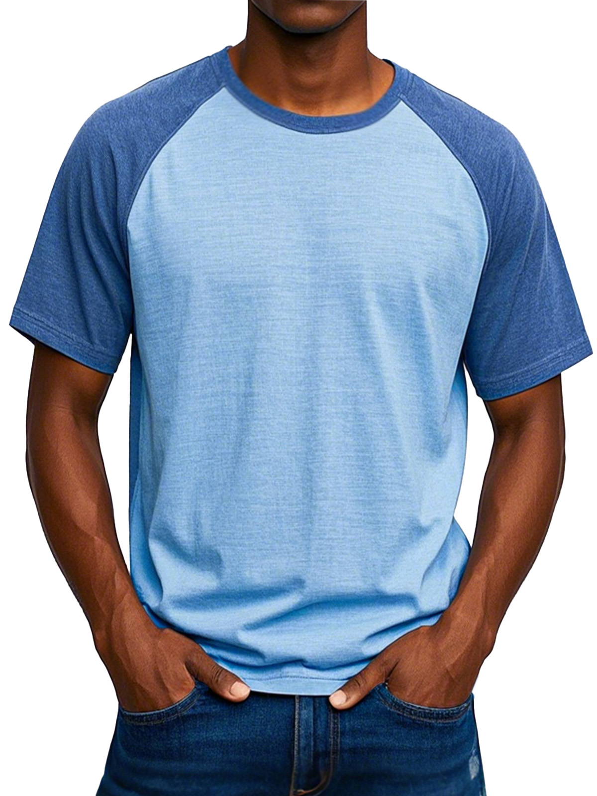 Men's Simple Solid Color Comfortable Raglan Short-sleeved T-shirt