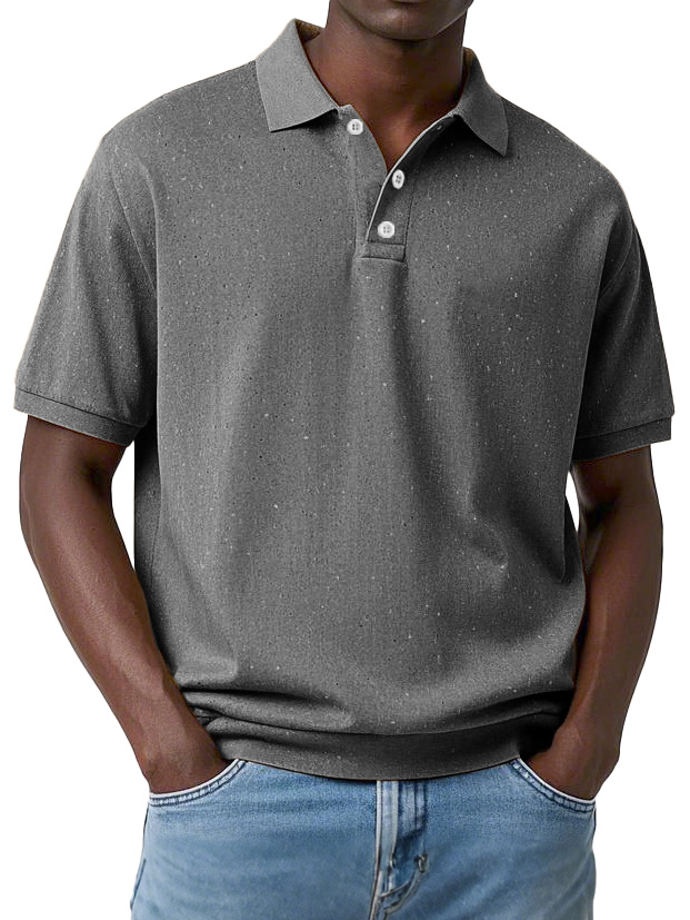 Men's Fashion Retro Distressed Lapel Short Sleeve Polo Shirt
