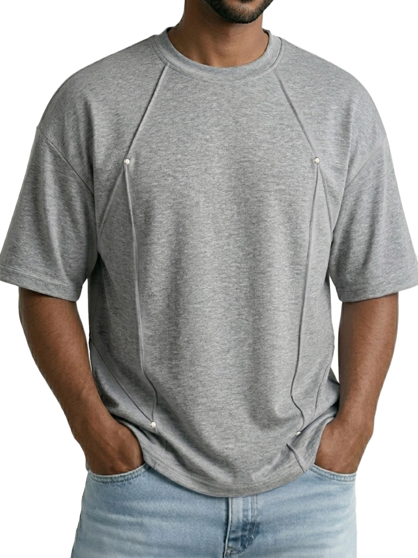 Men's Deconstructed Design Casual Crew Neck Loose Short-Sleeve T-Shirt