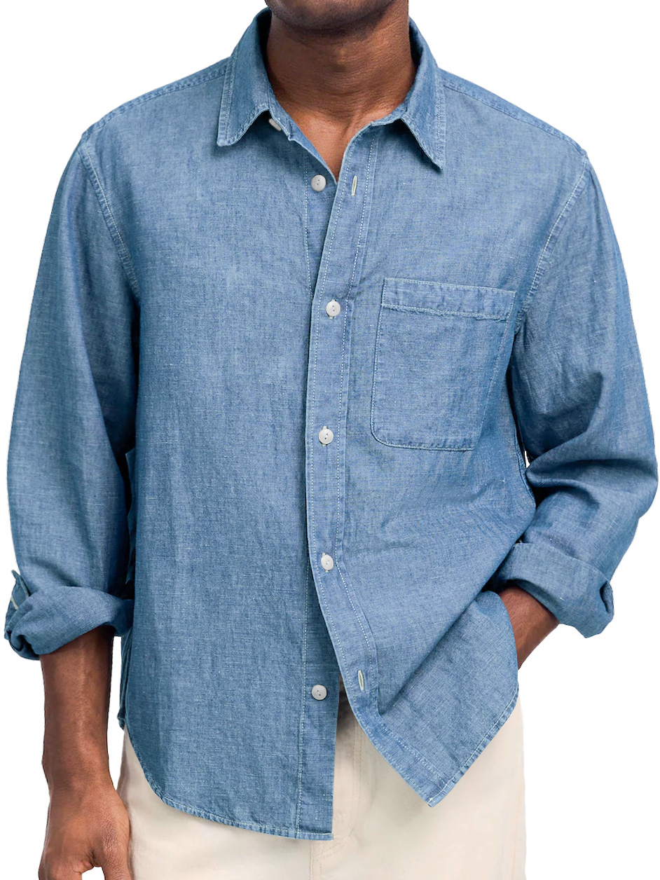 Men's Daily Comfortable Cotton And Linen Lapel Casual Long-sleeved Shirt