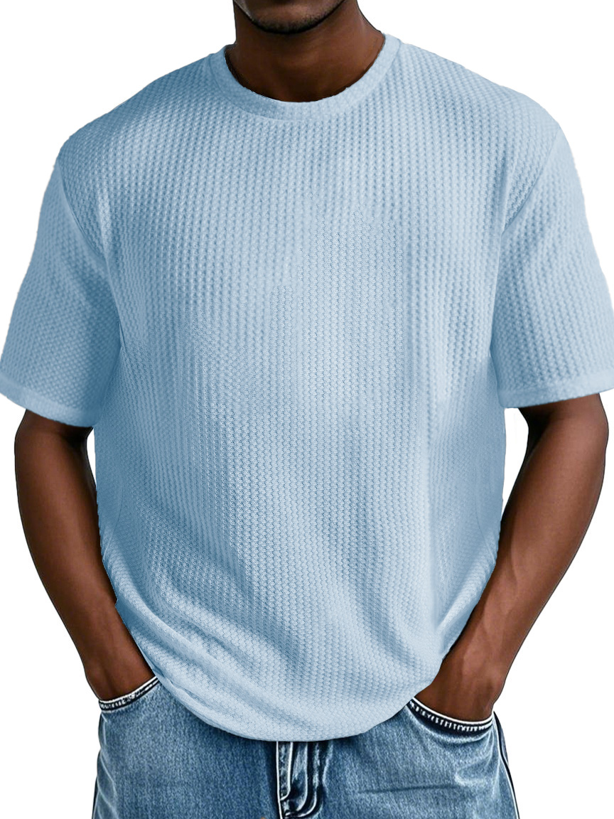 Men's Fashion Casual Short-sleeved Jacquard Fabric T-shirt