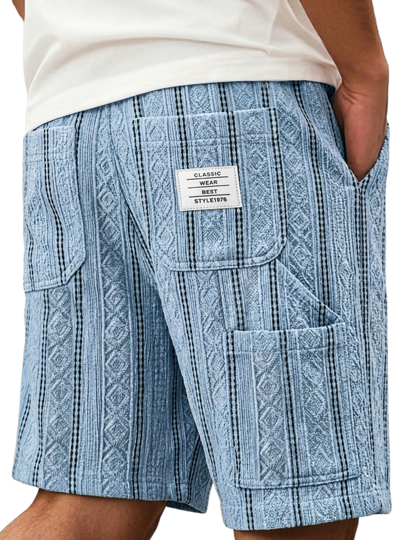 Men's Jacquard Textured Multi-pocket Casual And Comfortable Shorts