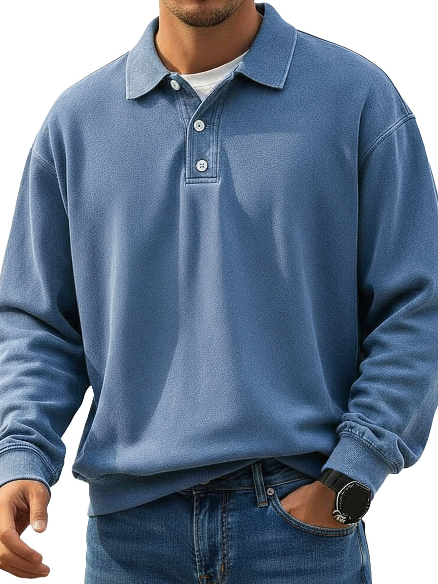 Men's Stylish Retro Lapel Long-sleeved Polo Shirt