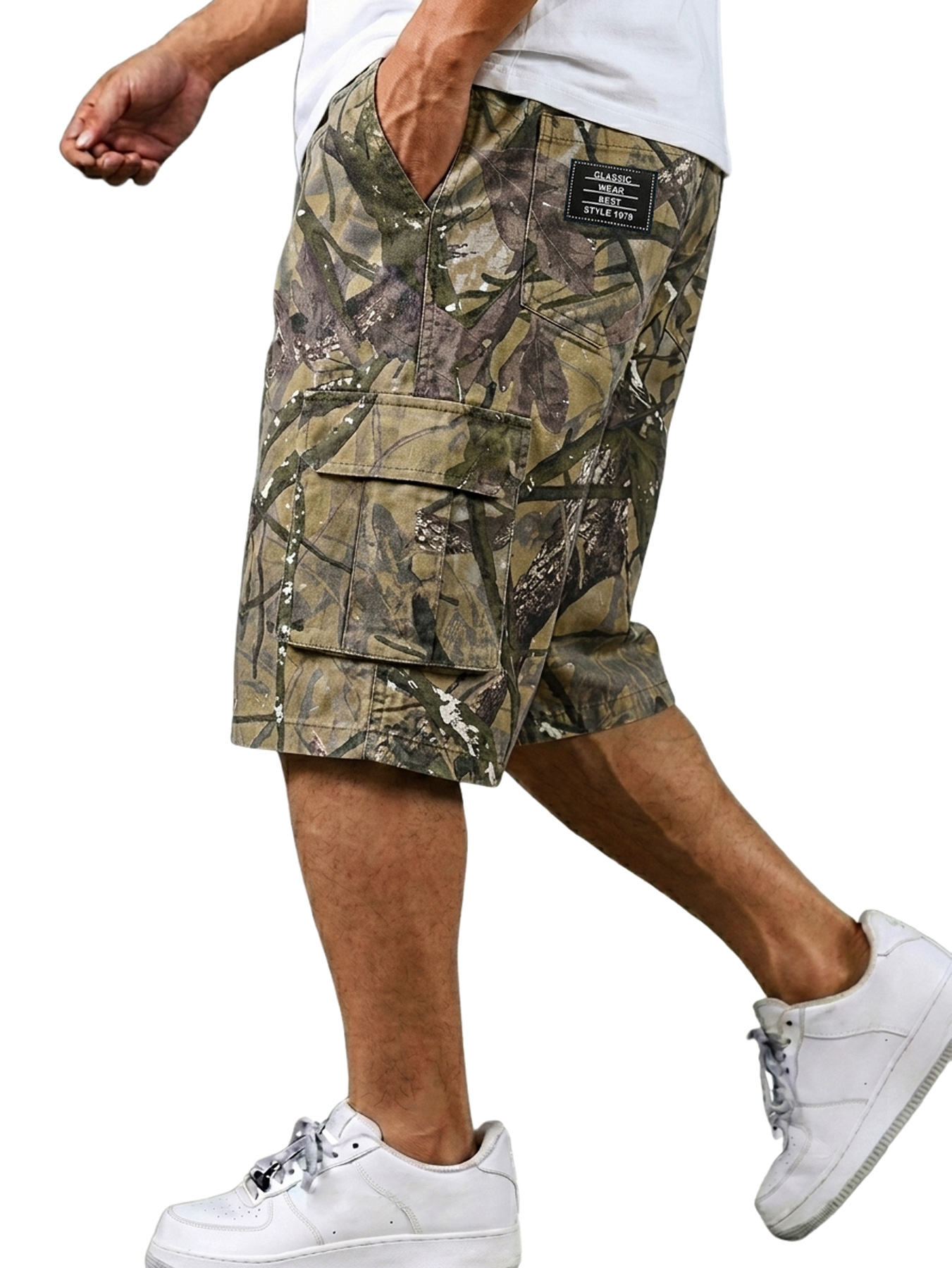 Men's Camouflage Branch Multi-pocket Casual Work Shorts