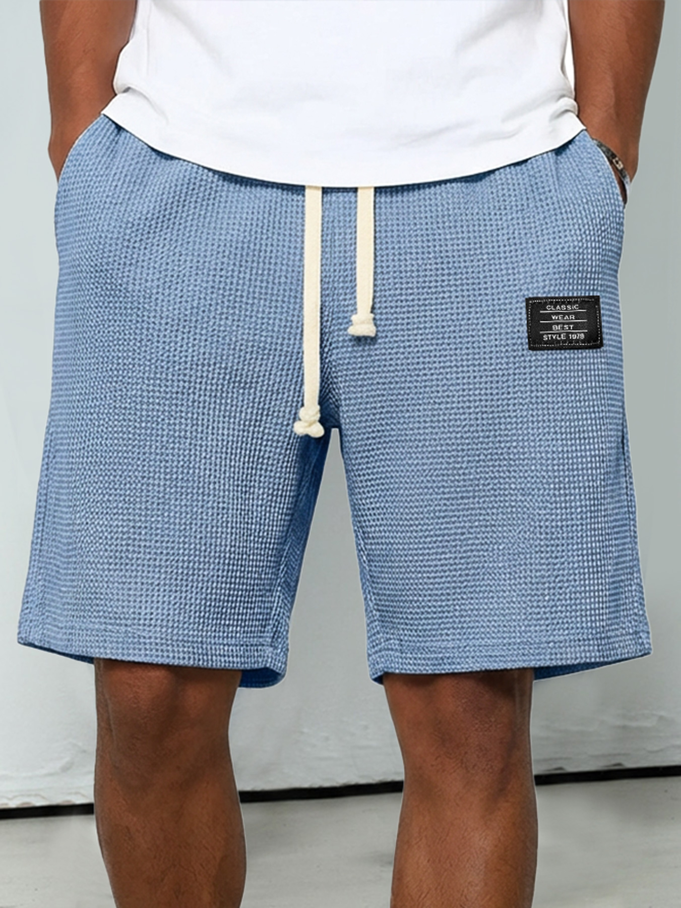 Men's Everyday Waffle-knit Shorts With Elastic Waistband And Logo Detail
