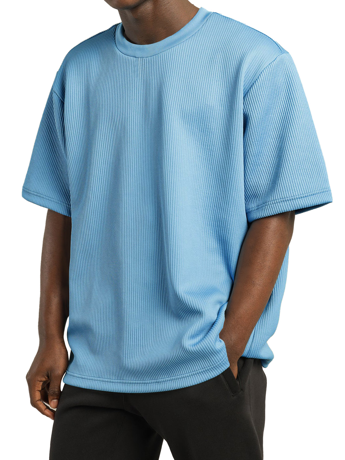 Men's Casual Pit Round Neck Solid Color Short-sleeved T-shirt