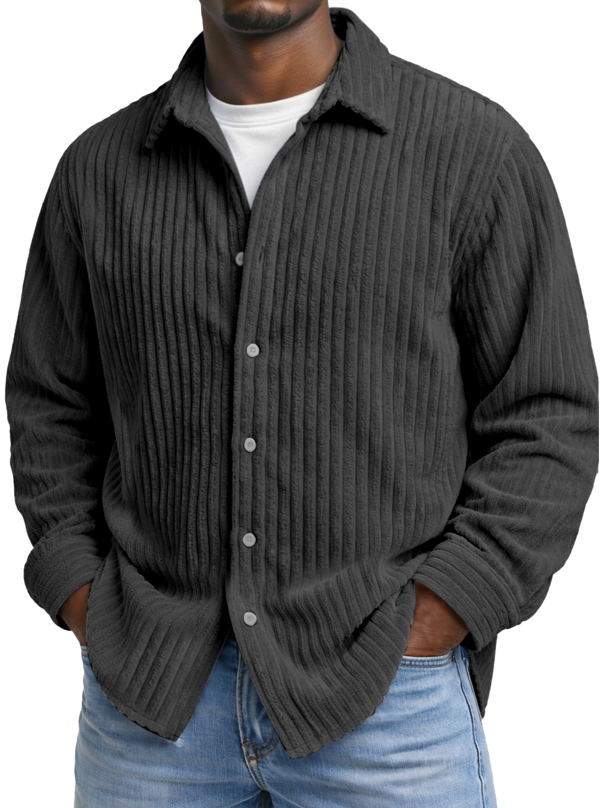 Men's Comfortable And Soft Corduroy Long-sleeved Collared Shirt