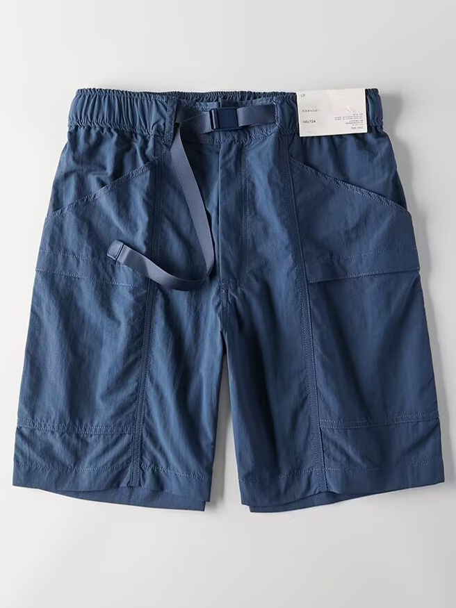 Men Tech Fabric Shorts with Zipper Pockets