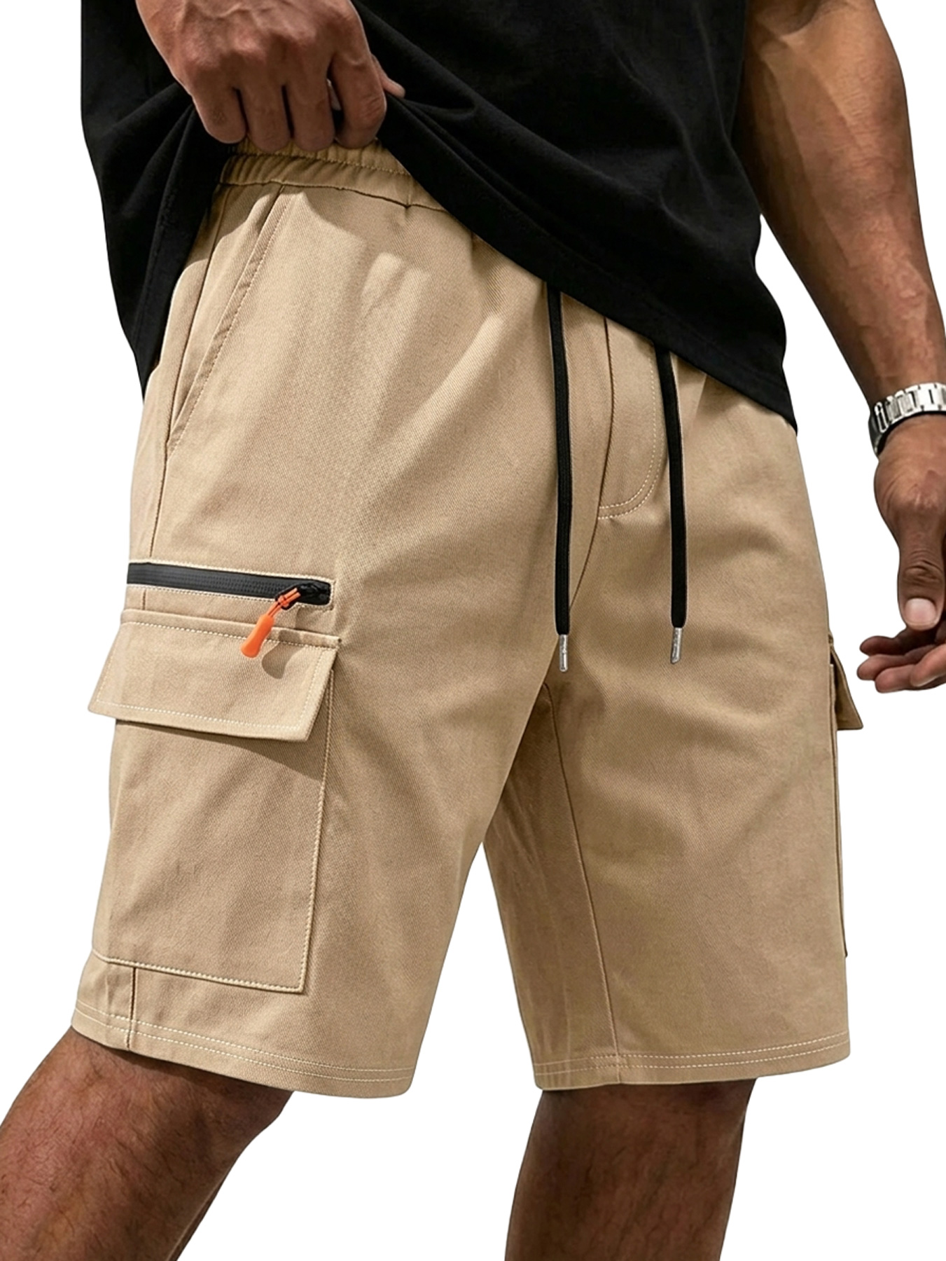 Men's Zippered Multi-Pocket Casual Cargo Shorts