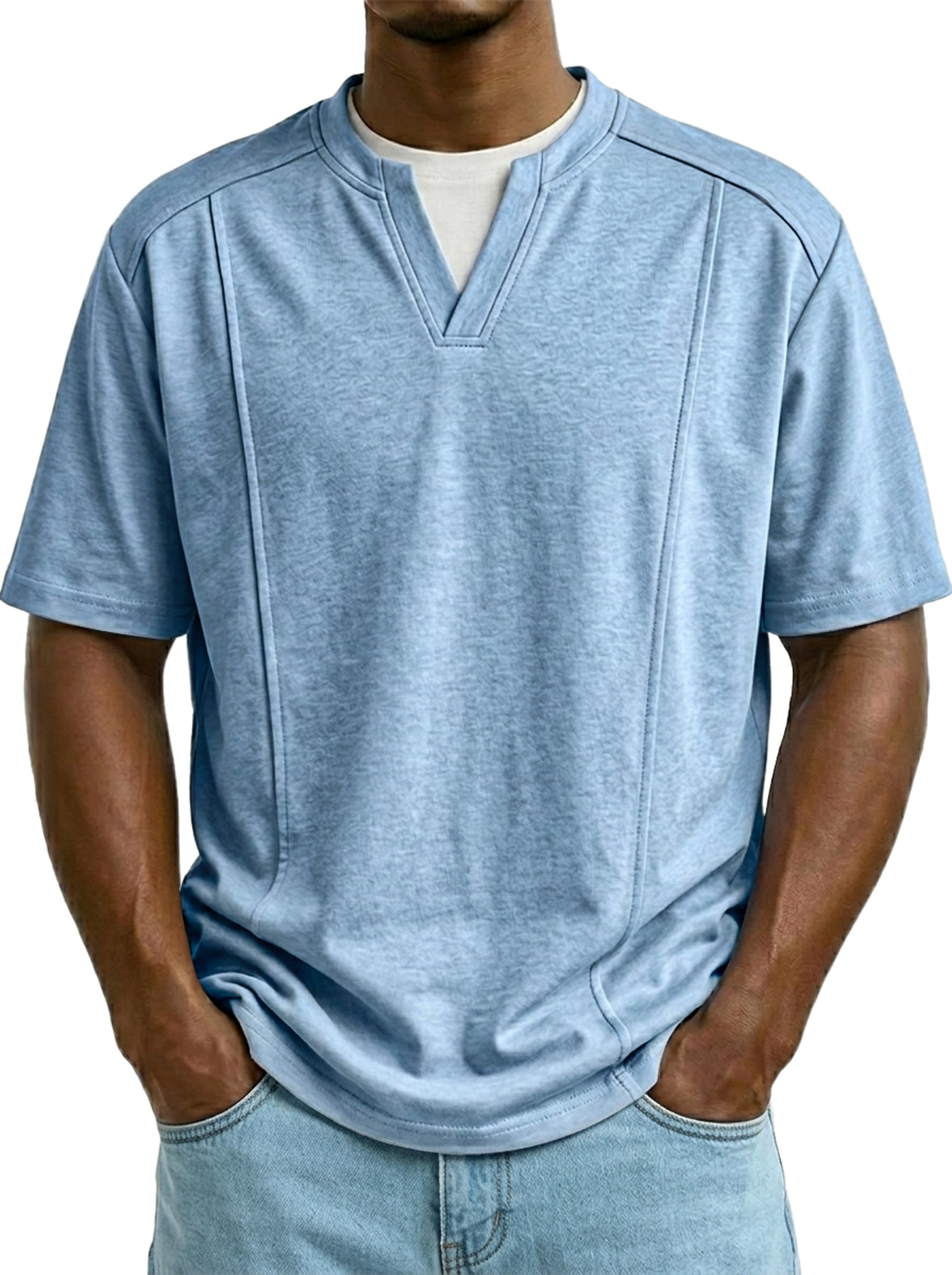 Men's Casual Faux Two-Piece Deconstructed Short-Sleeve T-Shirt