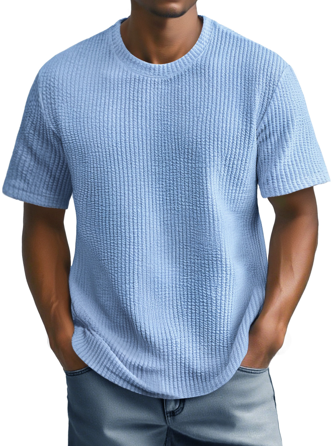 Men's Daily Round Neck Casual Texture Short-sleeved T-shirt