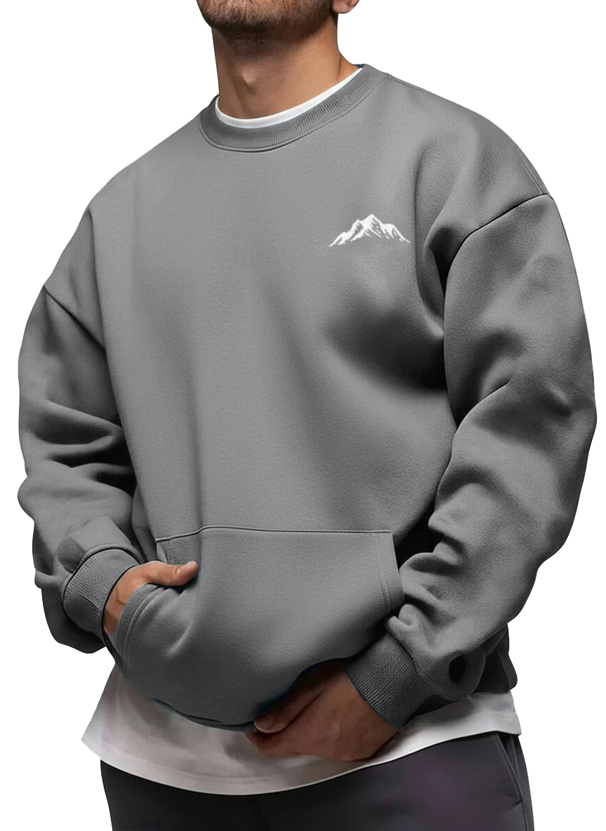 Men's Fashion Casual Printed Crew Neck Long-Sleeve Sweatshirt
