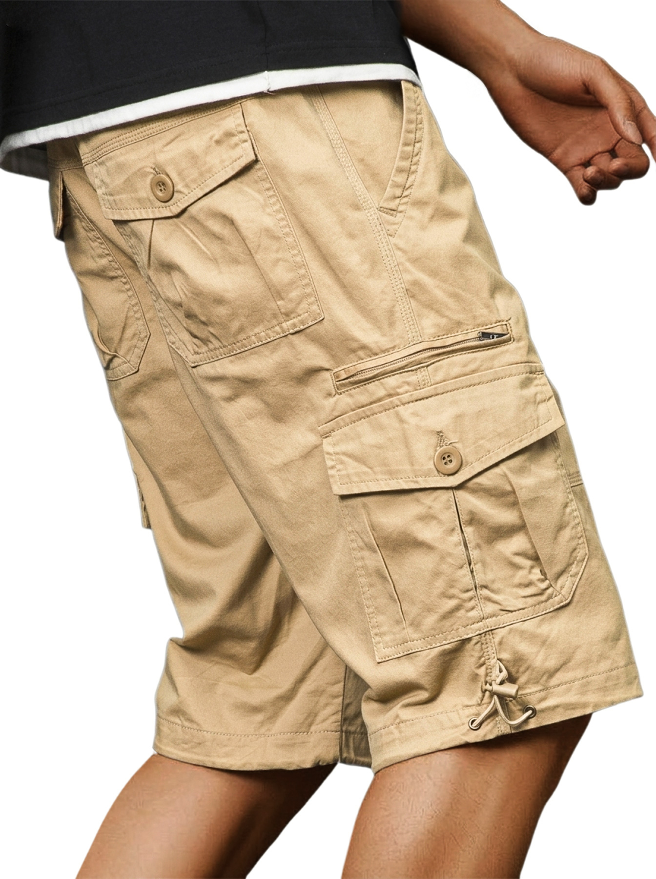 Men's Casual Cotton Multi-pocket Zipper Cargo Shorts