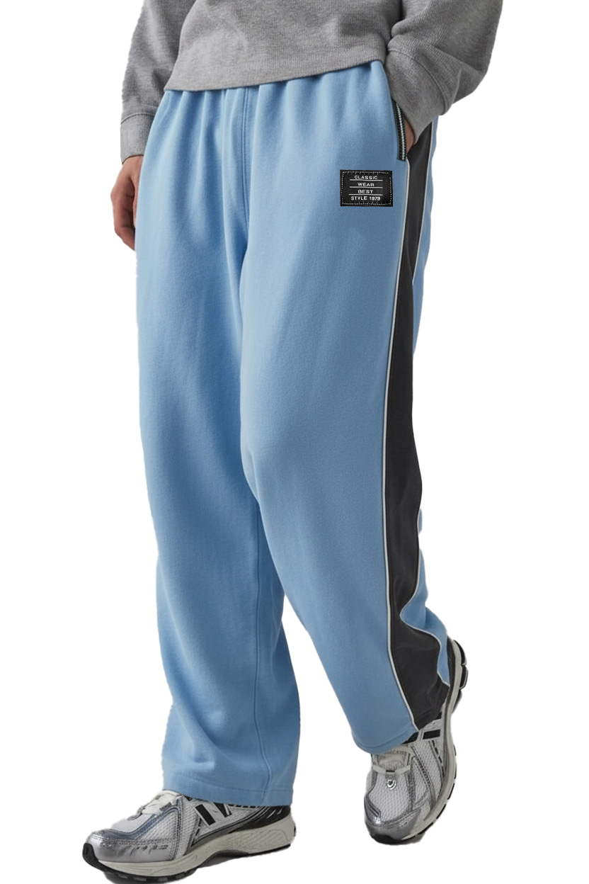 Men's Fashion Sporty Patchwork Logo Loose Drawstring Trousers