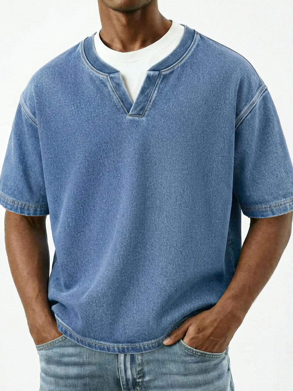 Men's Fashion Retro V-Neck Short-Sleeve T-Shirt