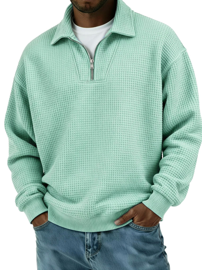 Men's Stylish Casual Loose-fitting Zippered Lapel Long-sleeved Sweatshirt