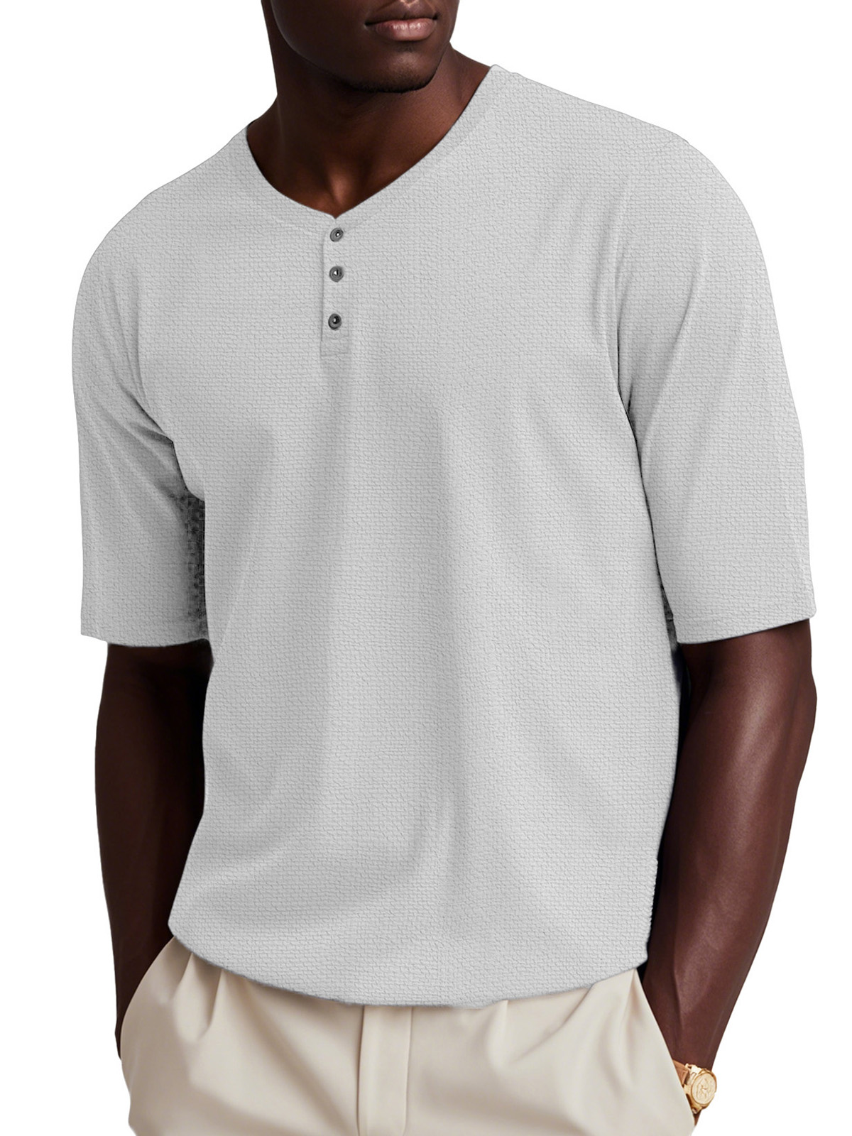 Men's Fashion Vintage Button Short Sleeve Henley T-Shirt