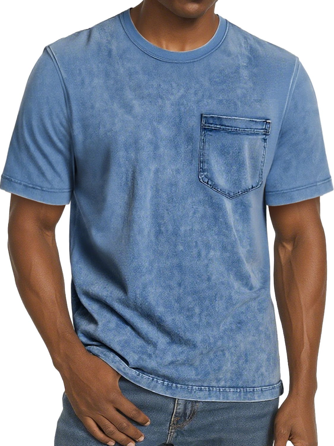Men's Retro Casual Round Neck Pocket Comfortable Short Sleeve T-Shirt