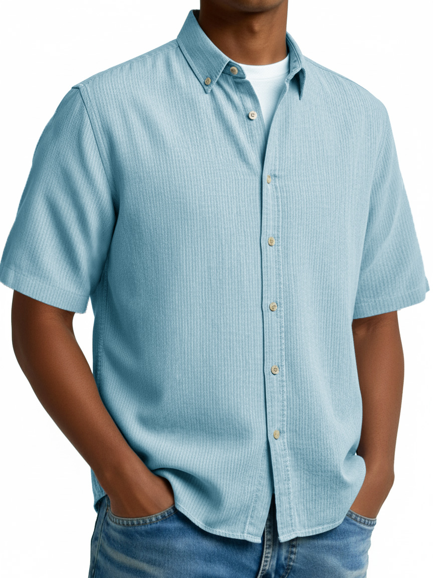 Men's Fashionable Casual Retro Collar Short-Sleeve Shirt