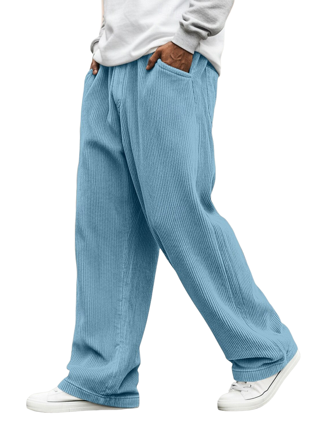 Men's Corduroy Solid Color Casual Loose-fitting Trousers