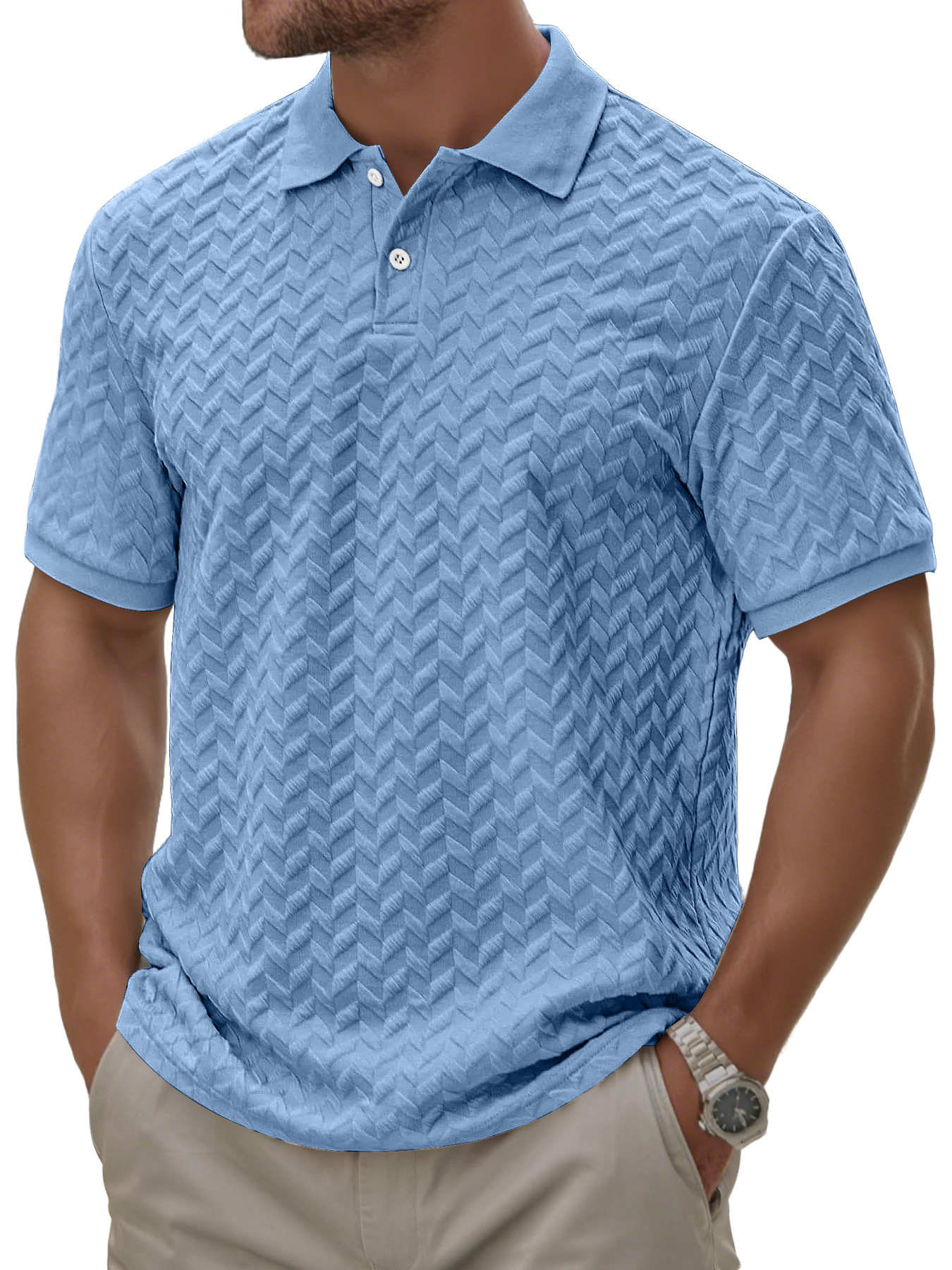 Men's Daily Texture Casual Lapel Button Comfortable Short-sleeved Polo Shirt