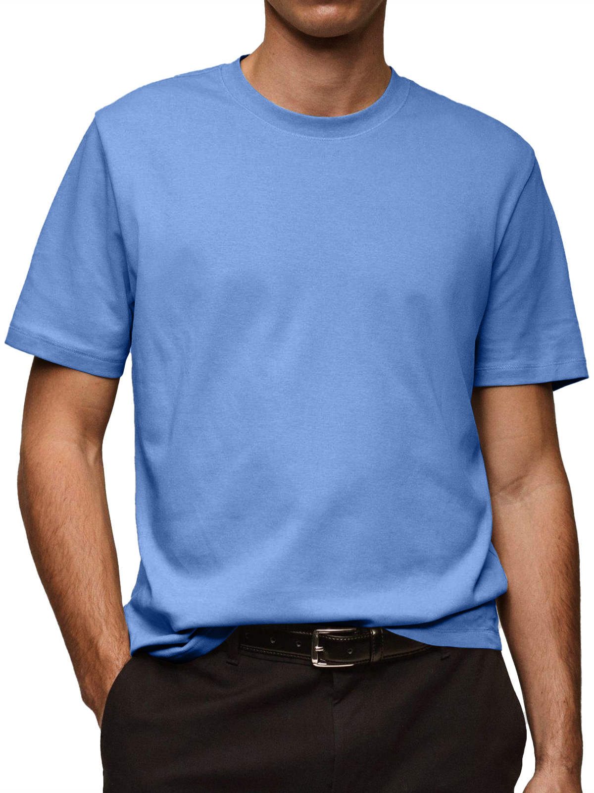 Men's Daily Pure Cotton Round Neck Casual Solid Color Short-sleeved T-shirt