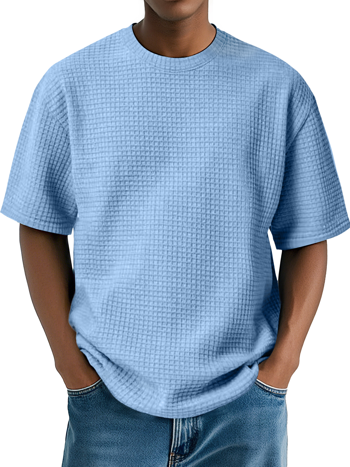Men's Daily Round Neck Waffle Casual Comfort Short Sleeve T-Shirt